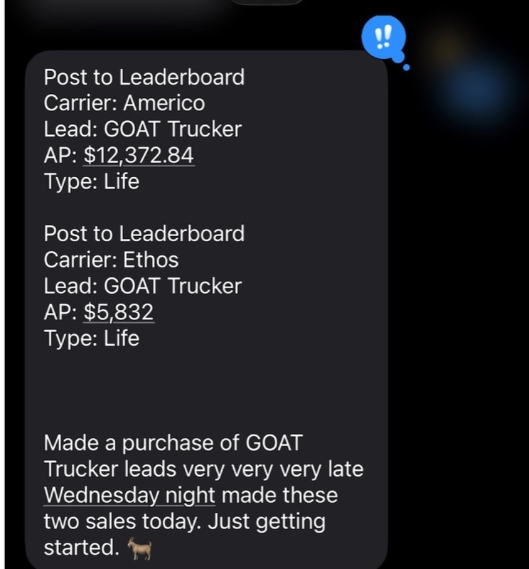 Real GOAT Leads agent win